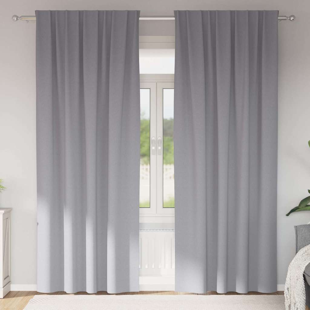 Perdele Opaque cu Inel 2 pcs Gri deschis 245 x 140 cm Poliester