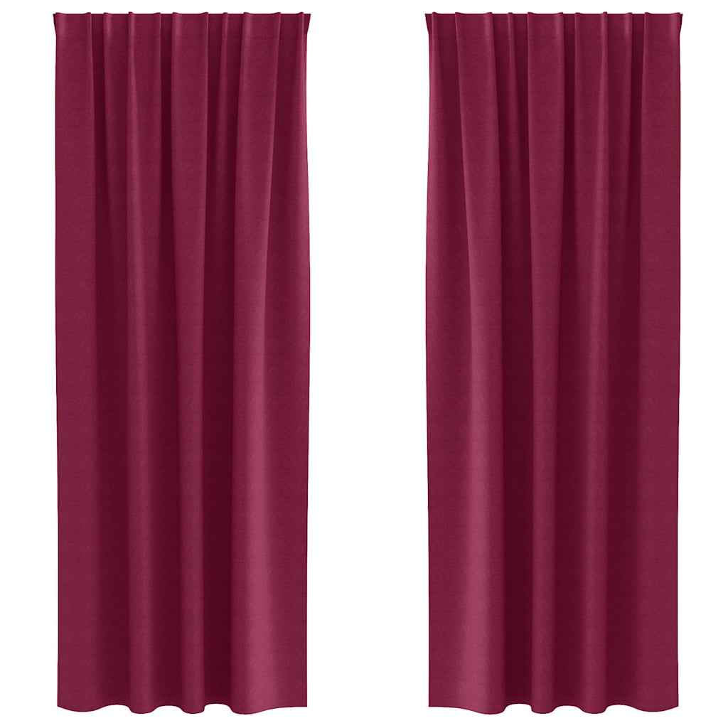 Perdele Opaque cu Inel 2 pcs Roșu Vin 260 x 140 cm Poliester
