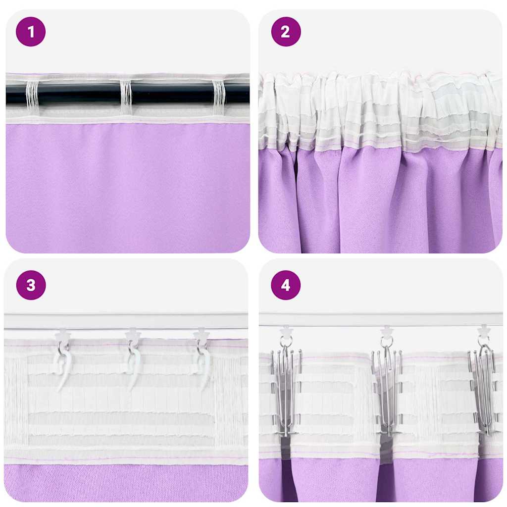 Perdele Opaque cu Inel 2 pcs Violet 260 x 140 cm Poliester