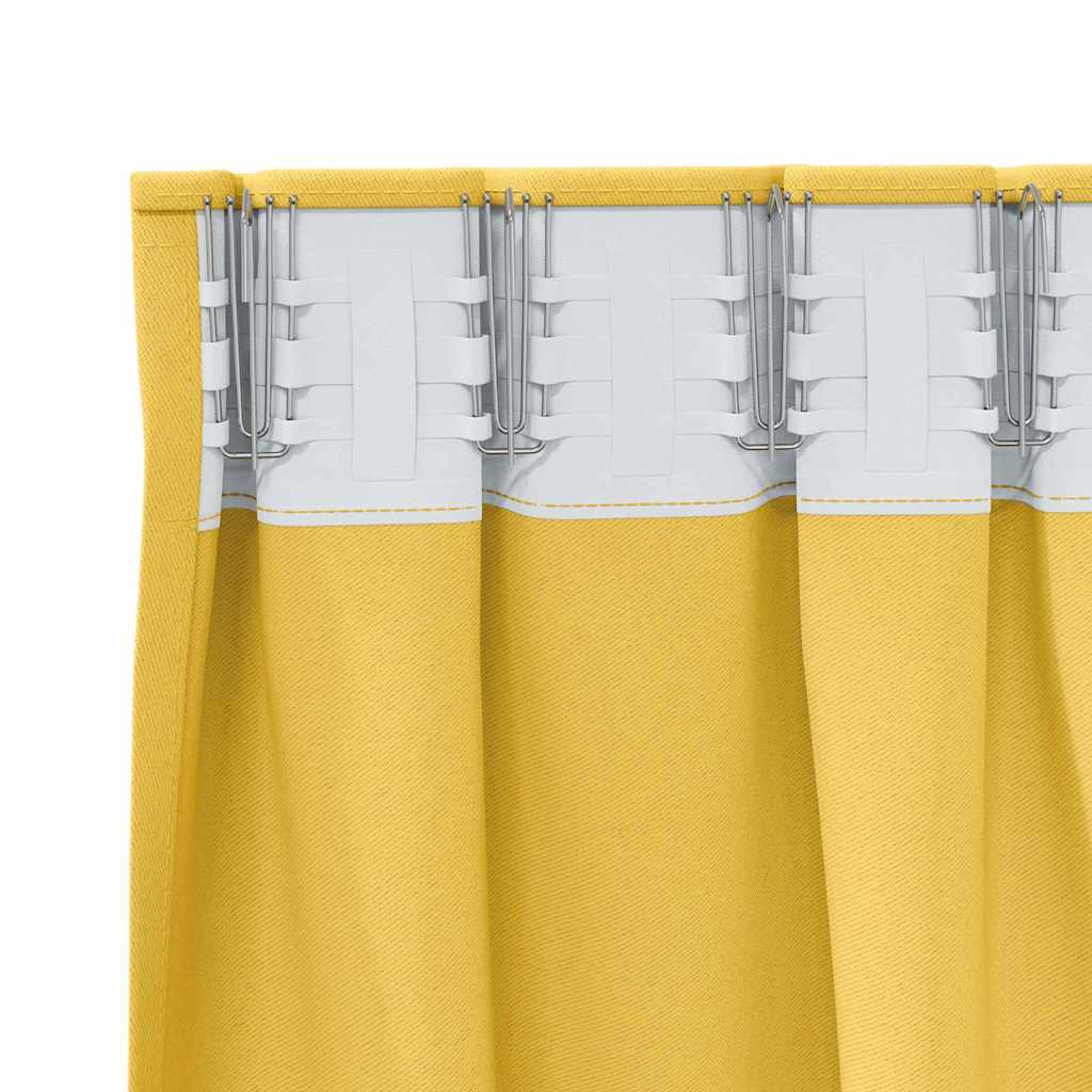 Perdele Opaque cu Inel 2 pcs Galben muștar 245 x 140 cm