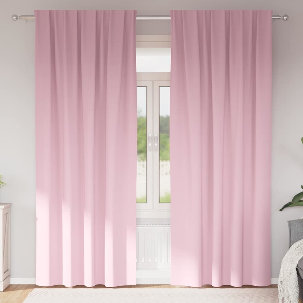 Perdele Opaque cu Inel 2 pcs Roz bebe 260 x 140 cm Poliester