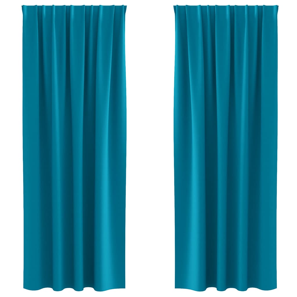 Perdele Opaque cu Inel 2 pcs Turcoaz 225 x 140 cm Poliester