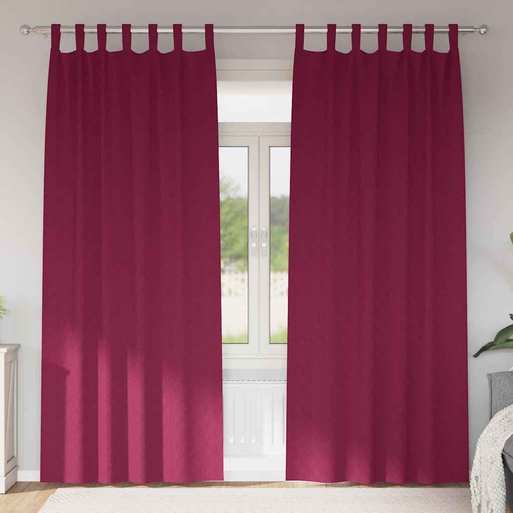 Perdele Opaque cu Inel 2 pcs Roșu Vin 225 x 140 cm Poliester
