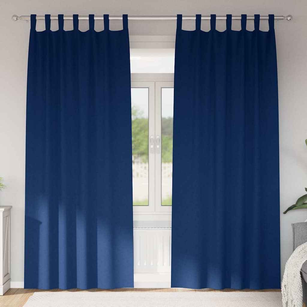 Perdele Opaque cu Inel 2 pcs Albastru închis 225 x 140 cm
