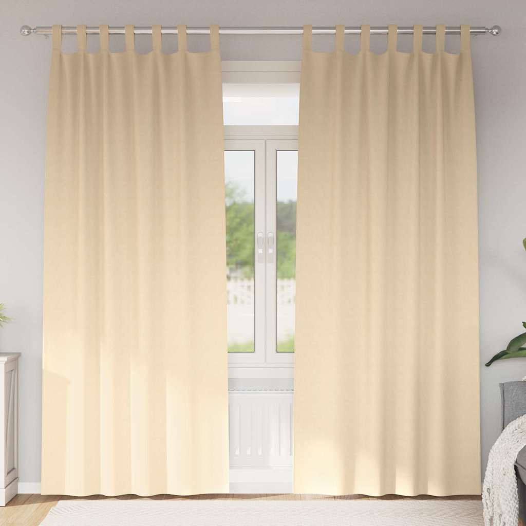 Perdele Opaque cu Inel 2 pcs Crem 260 x 140 cm Poliester