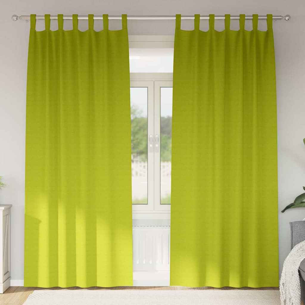 Perdele Opaque cu Inel 2 pcs Verde 225 x 140 cm Poliester