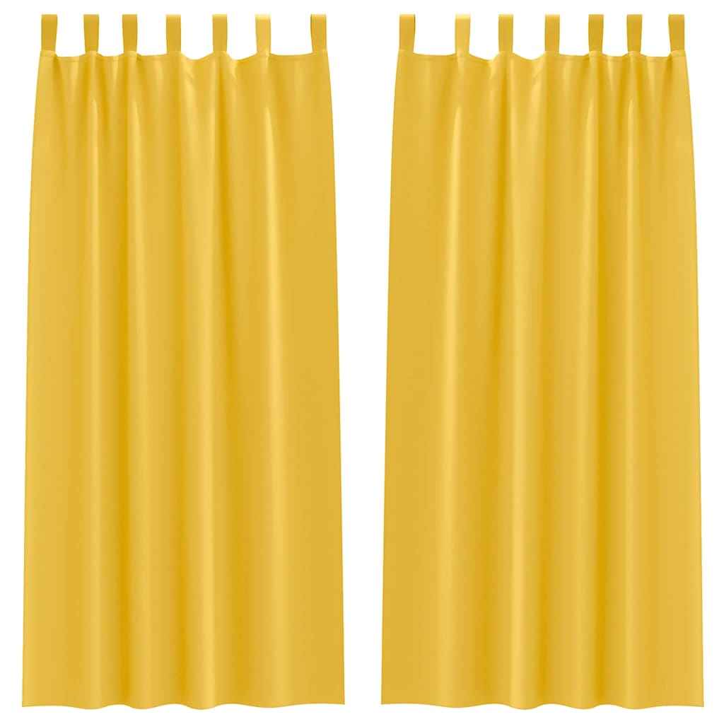 Perdele Opaque cu Inel 2 pcs Galben muștar 225 x 140 cm