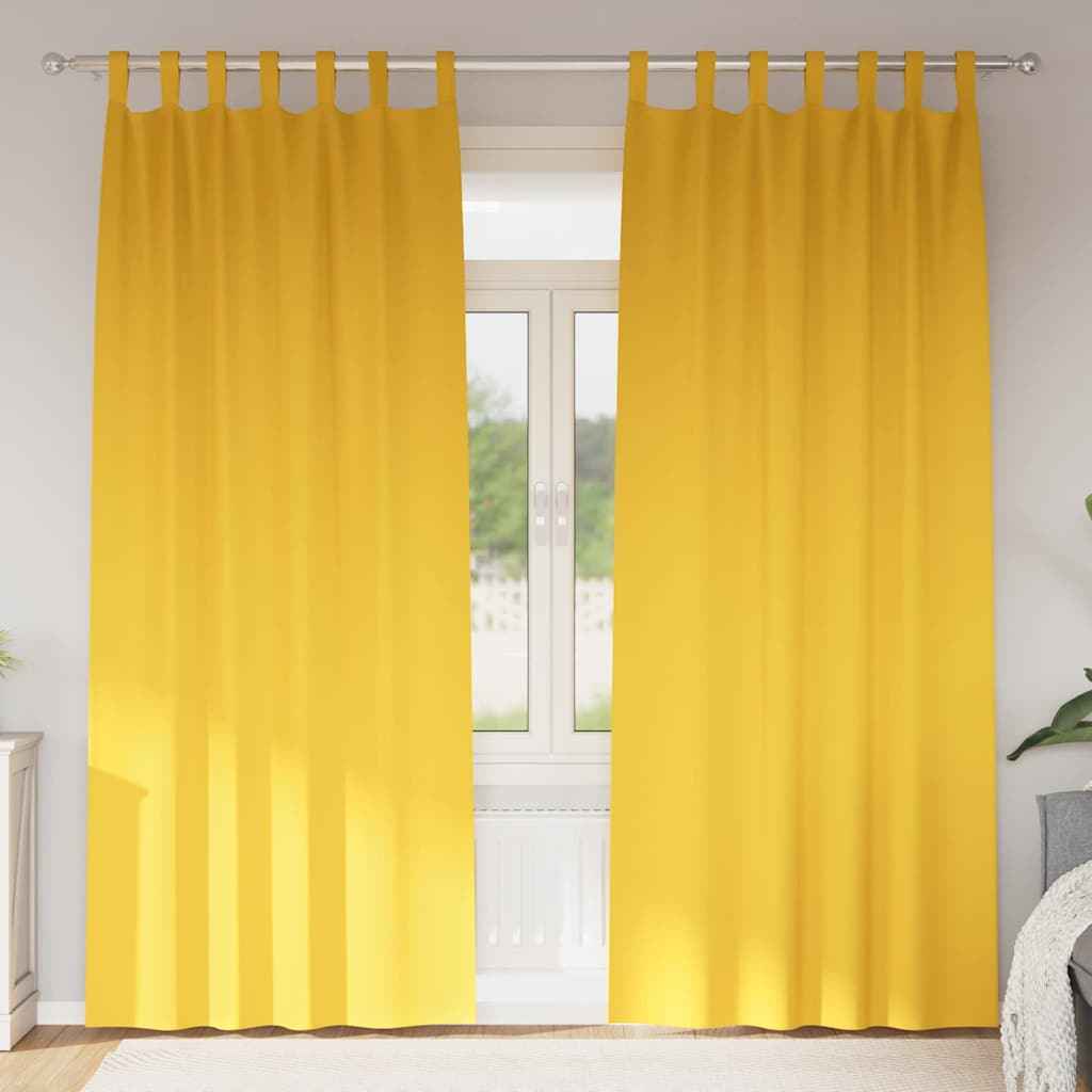 Perdele Opaque cu Inel 2 pcs Galben muștar 245 x 140 cm