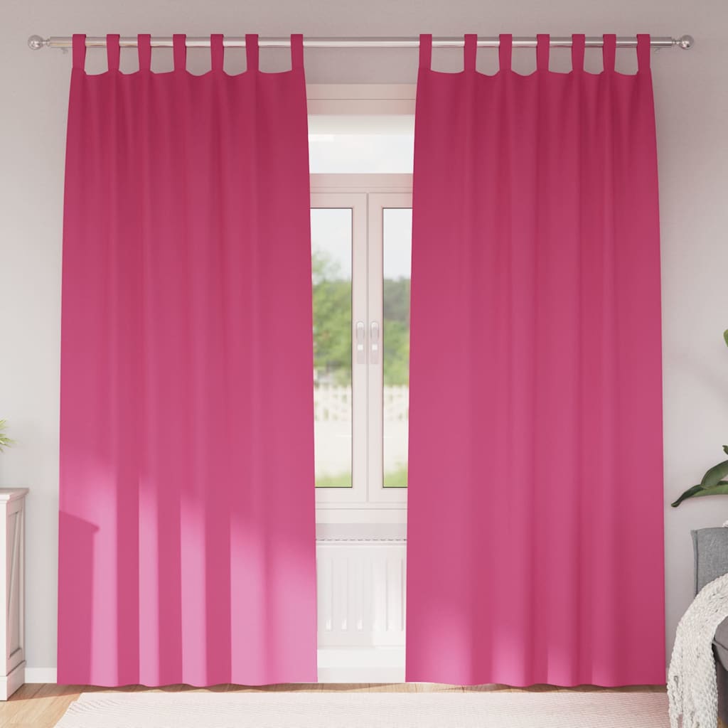 Perdele Opaque cu Inel 2 pcs Roz Aprins 225 x 140 cm Poliester