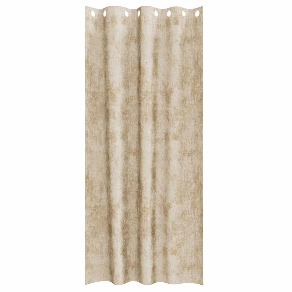Cortine din catifea cu perdele 2 pcs Crem 245 x 140 cm Catifea