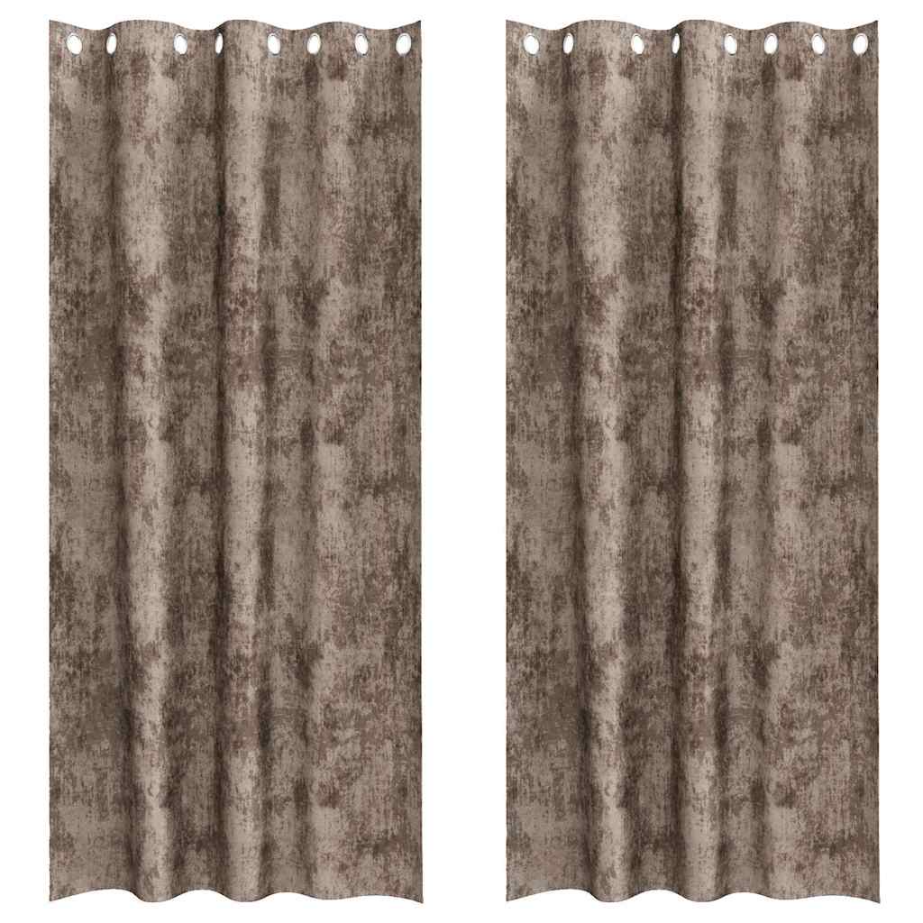 Cortine din catifea 2 pcs Cappuccino 225 x 140 cm Catifea