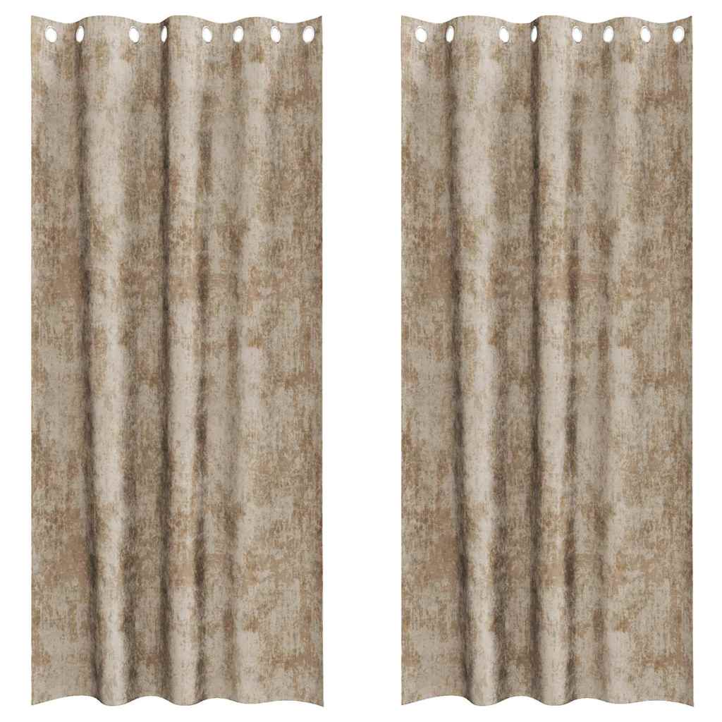 Cortine din catifea 2 pcs Șampanie 225 x 140 cm Catifea