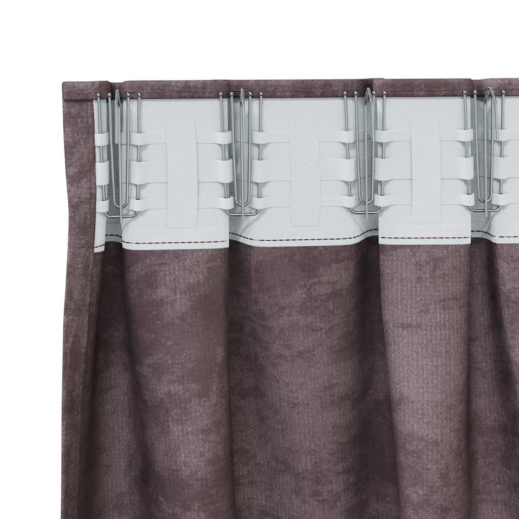 Cortine din catifea cu perdele 2 pcs Maro 260 x 140 cm Catifea