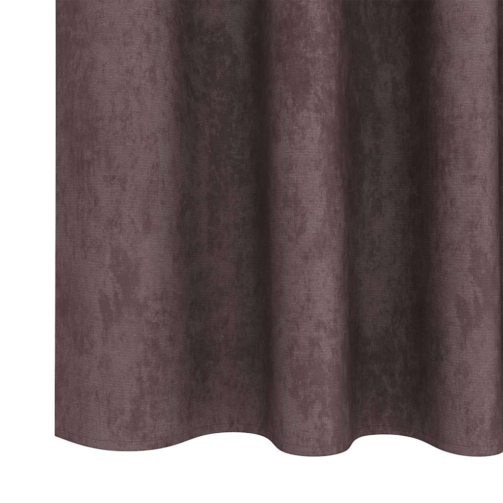 Cortine din catifea cu perdele 2 pcs Maro 260 x 140 cm Catifea