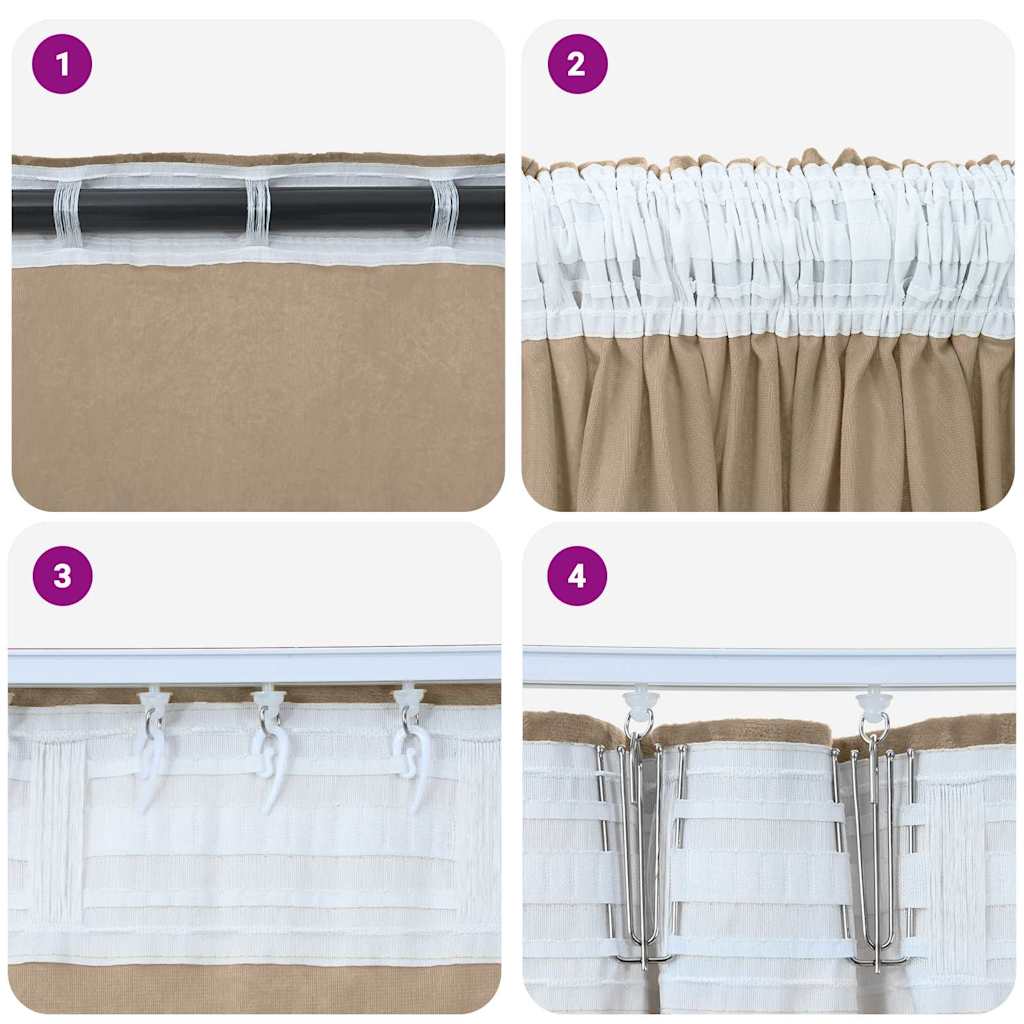 Cortine din catifea 2 pcs Șampanie 260 x 140 cm Catifea