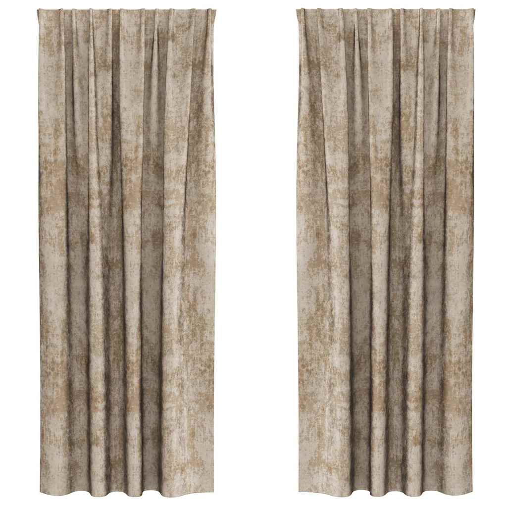 Cortine din catifea 2 pcs Șampanie 260 x 140 cm Catifea