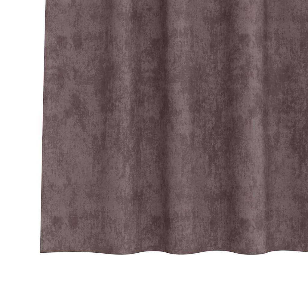 Cortine din catifea cu perdele 2 pcs Maro 260 x 140 cm Catifea