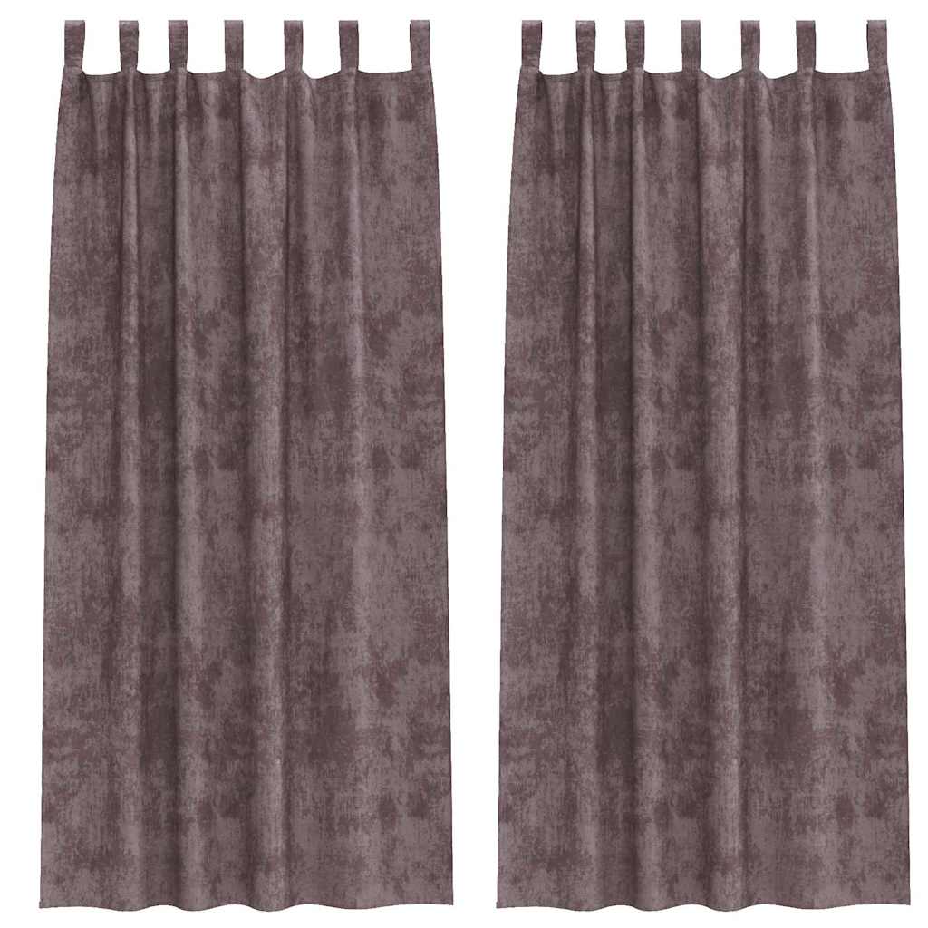 Cortine din catifea cu perdele 2 pcs Maro 260 x 140 cm Catifea