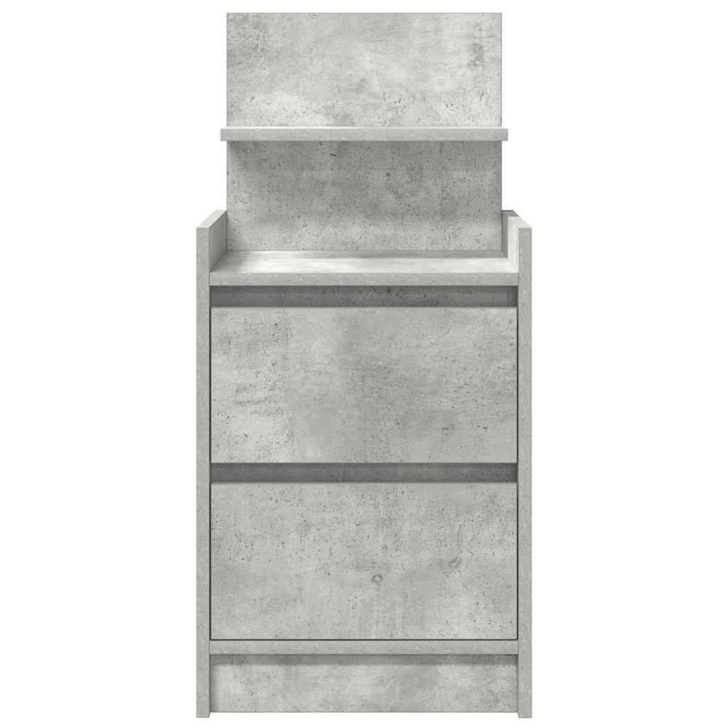 Noptiere cu 2 sertare 2 buc Beton Gri 38x34x80 cm