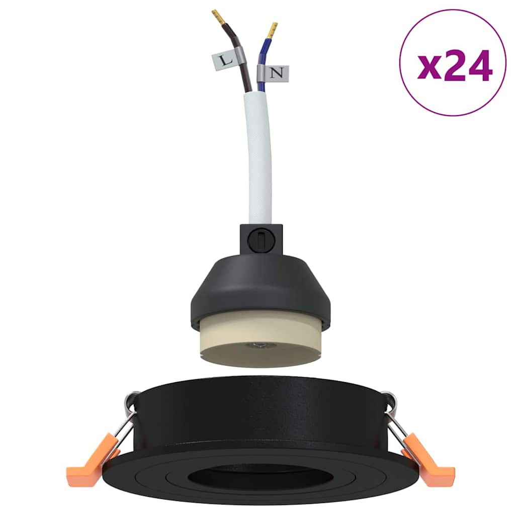 Spot 24 pcs Negru 9 x 9 x 2 cm Aluminiu