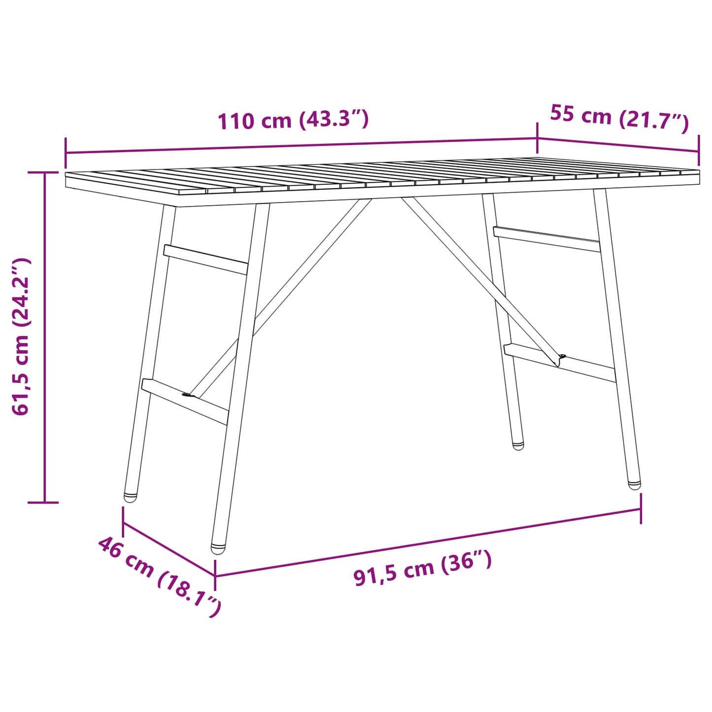Masă de dining Maro 110 x 55 x 62 cm Lemn Solid de Acacia