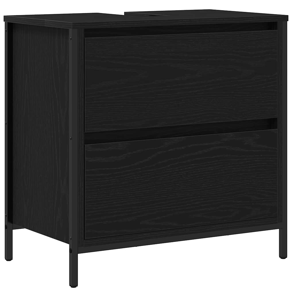 Set de mobilier de baie din 2 piese din lemn de stejar negru