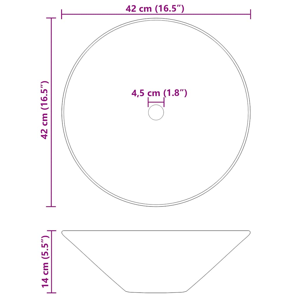 Lavoare 2 buc Negru lucios Ø42x14 cm Ceramic