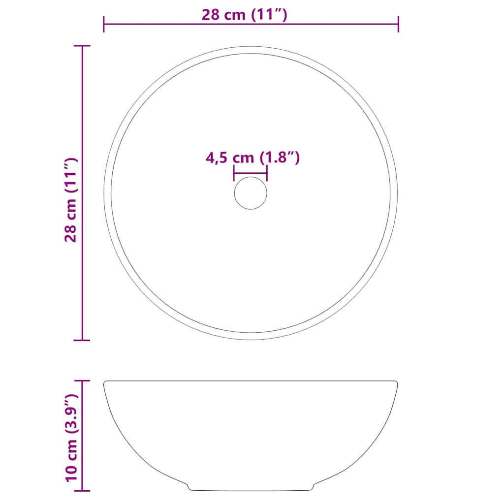 Lavoar negru lucios Ø28x10 cm ceramică