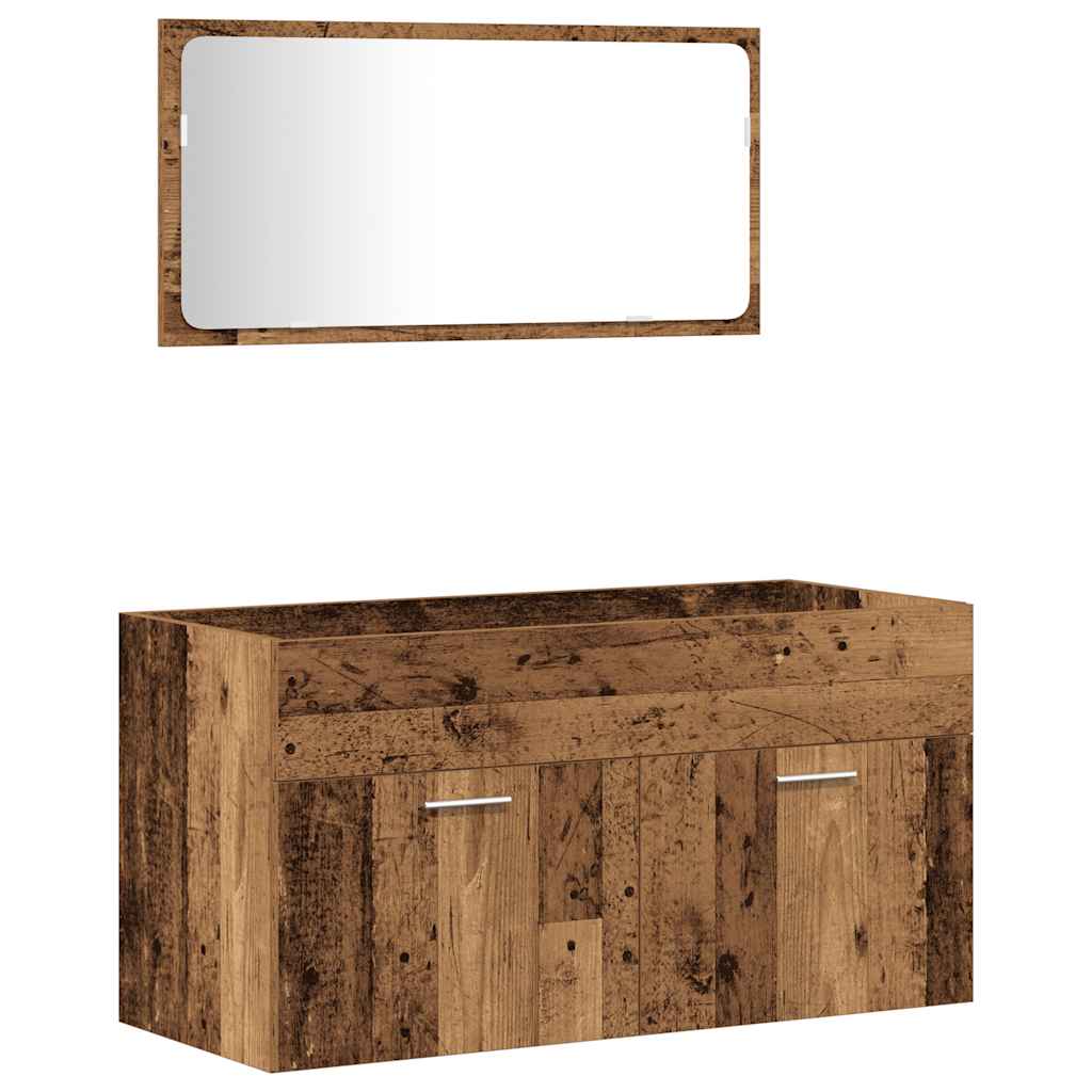 Set mobilier de baie, 3 piese, lemn vechi, lemn prelucrat