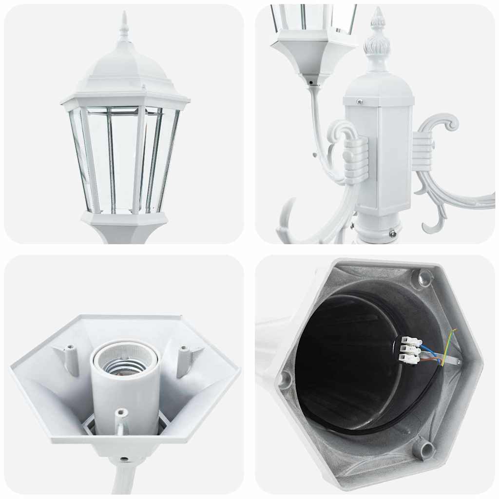 Lumina de grădină Alb 61 x 53 x 235 cm Aluminiu și sticlă