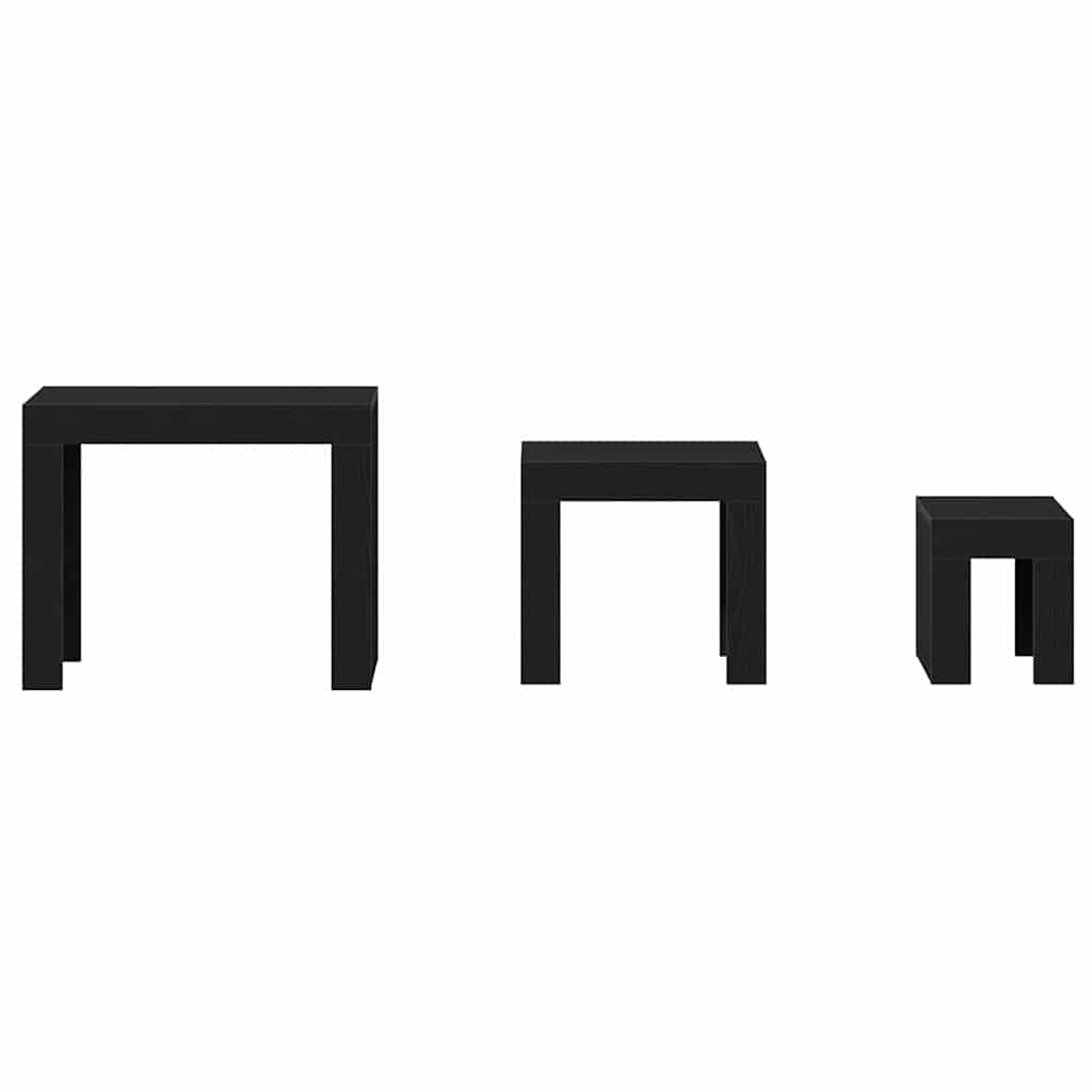 Mese în cuiburi 3 pcs Stejar Negru Lemn compozit