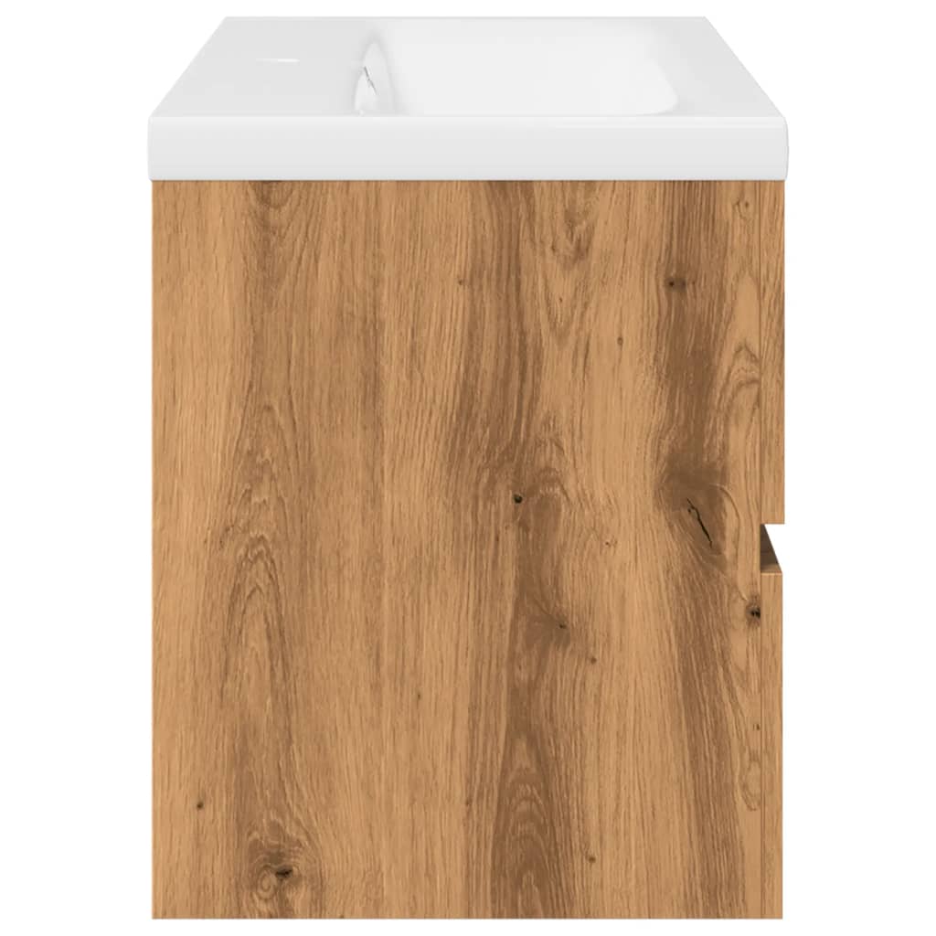 Dulap pentru chiuvetă lavoar încorporat, stejar artizanal