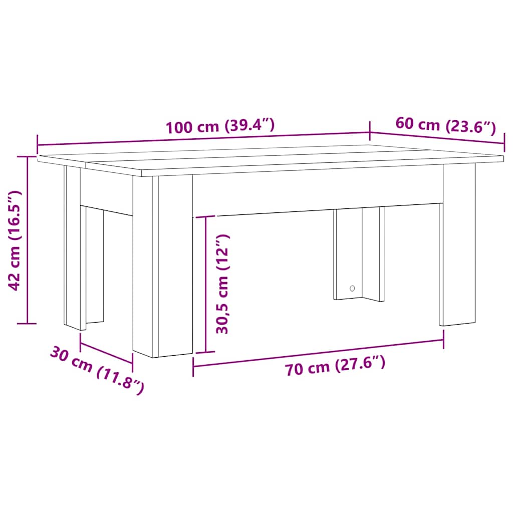 Masă de cafea Stejar Negru 100 x 60 x 42 cm Lemn compozit