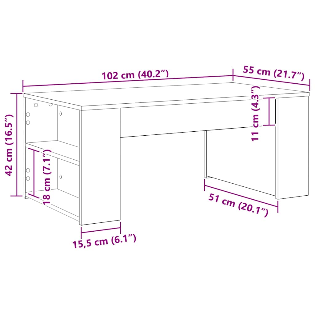 Masă de cafea Stejar Negru 102 x 55 x 42 cm Lemn compozit