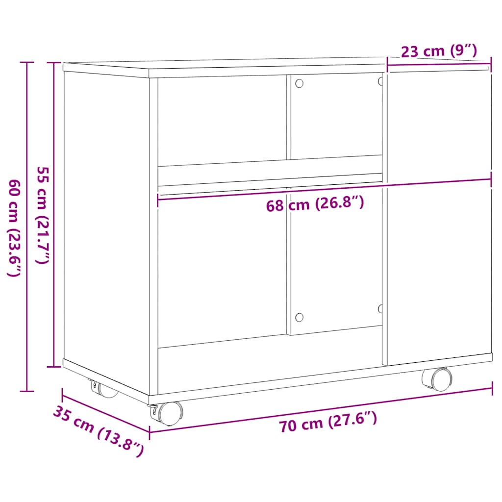 Masă laterală stejar negru 70x35x60 cm lemn stratificat - Vendito