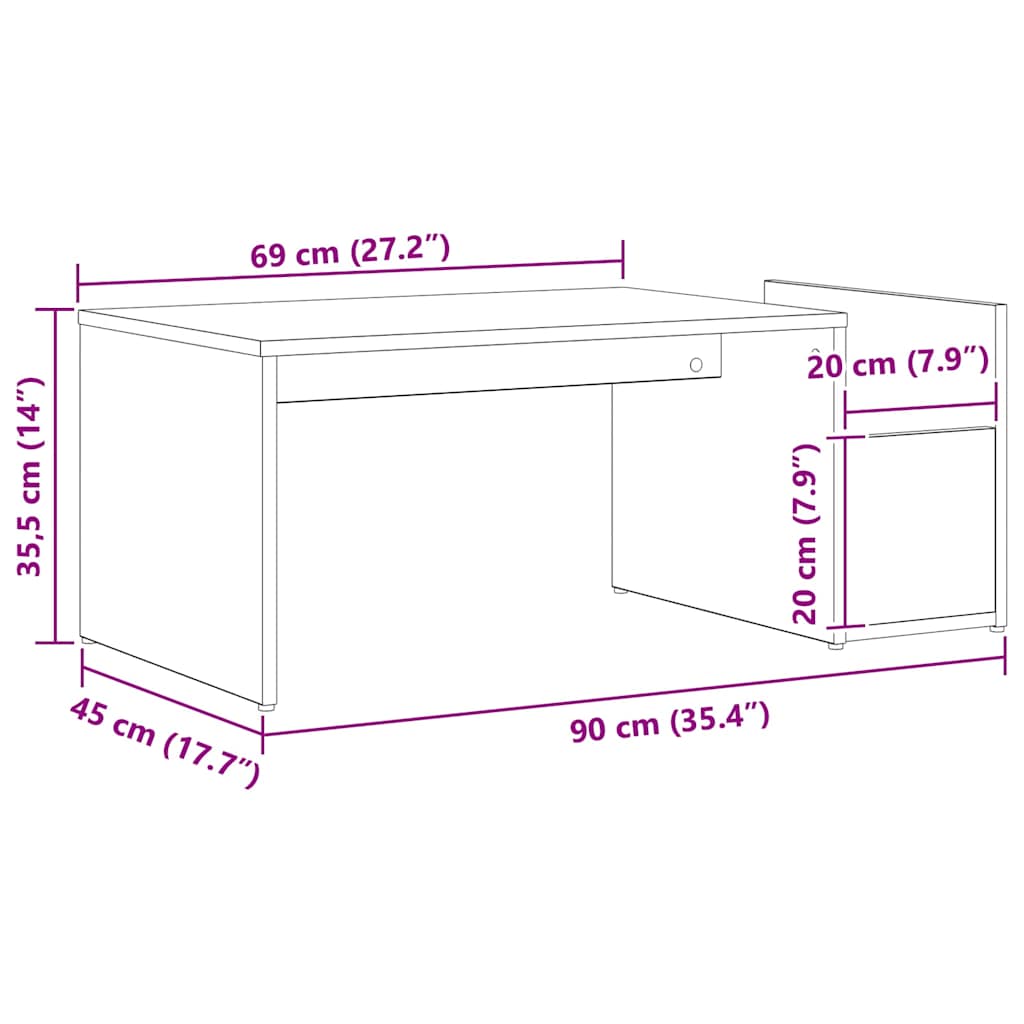 Masă de cafea Stejar Negru 90 x 45 x 35 cm Lemn compozit