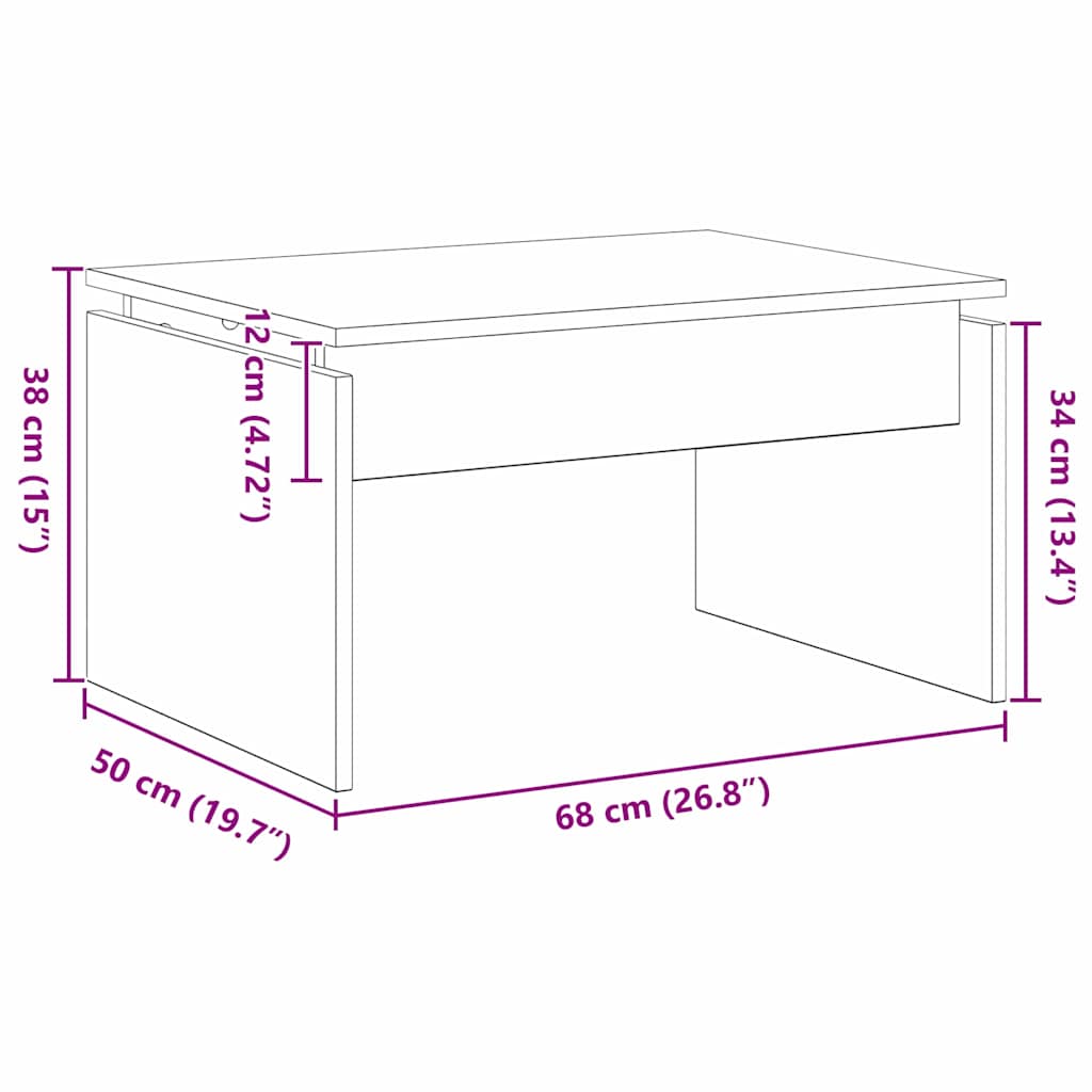 Masă de cafea Stejar Negru 68 x 50 x 38 cm Lemn compozit