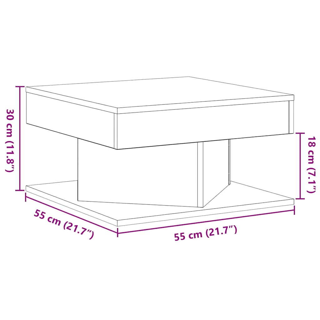 Masă de cafea Stejar Negru 57 x 57 x 30 cm Lemn compozit