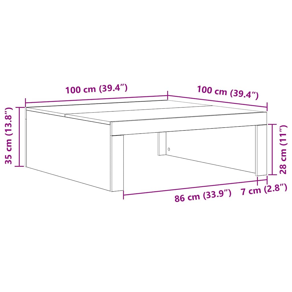 Masă de cafea Stejar Negru 100 x 100 x 35 cm Lemn compozit