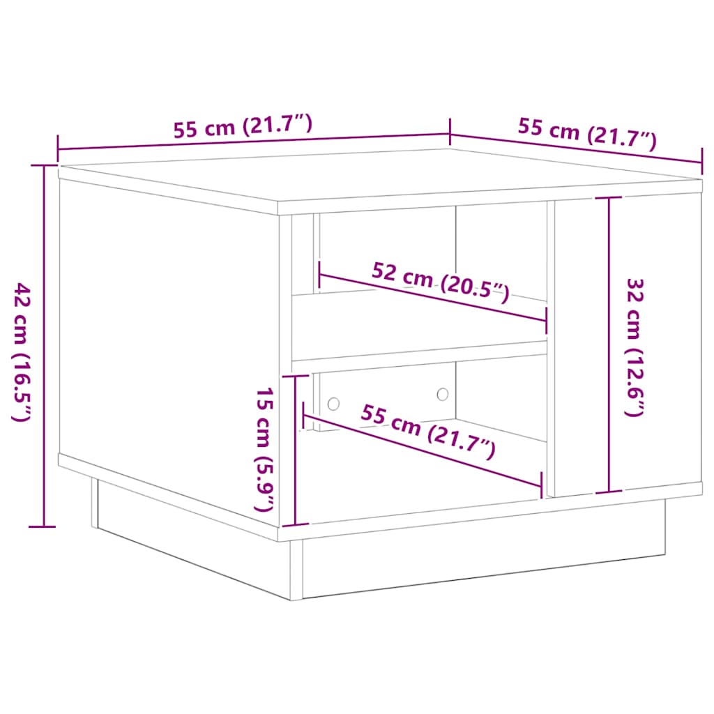Masă de cafea Stejar Negru 55 x 55 x 42 cm Lemn compozit