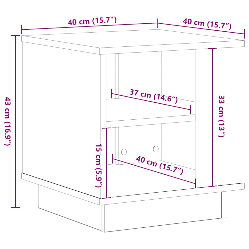 Masă de cafea Stejar Negru 40 x 40 x 43 cm Lemn compozit