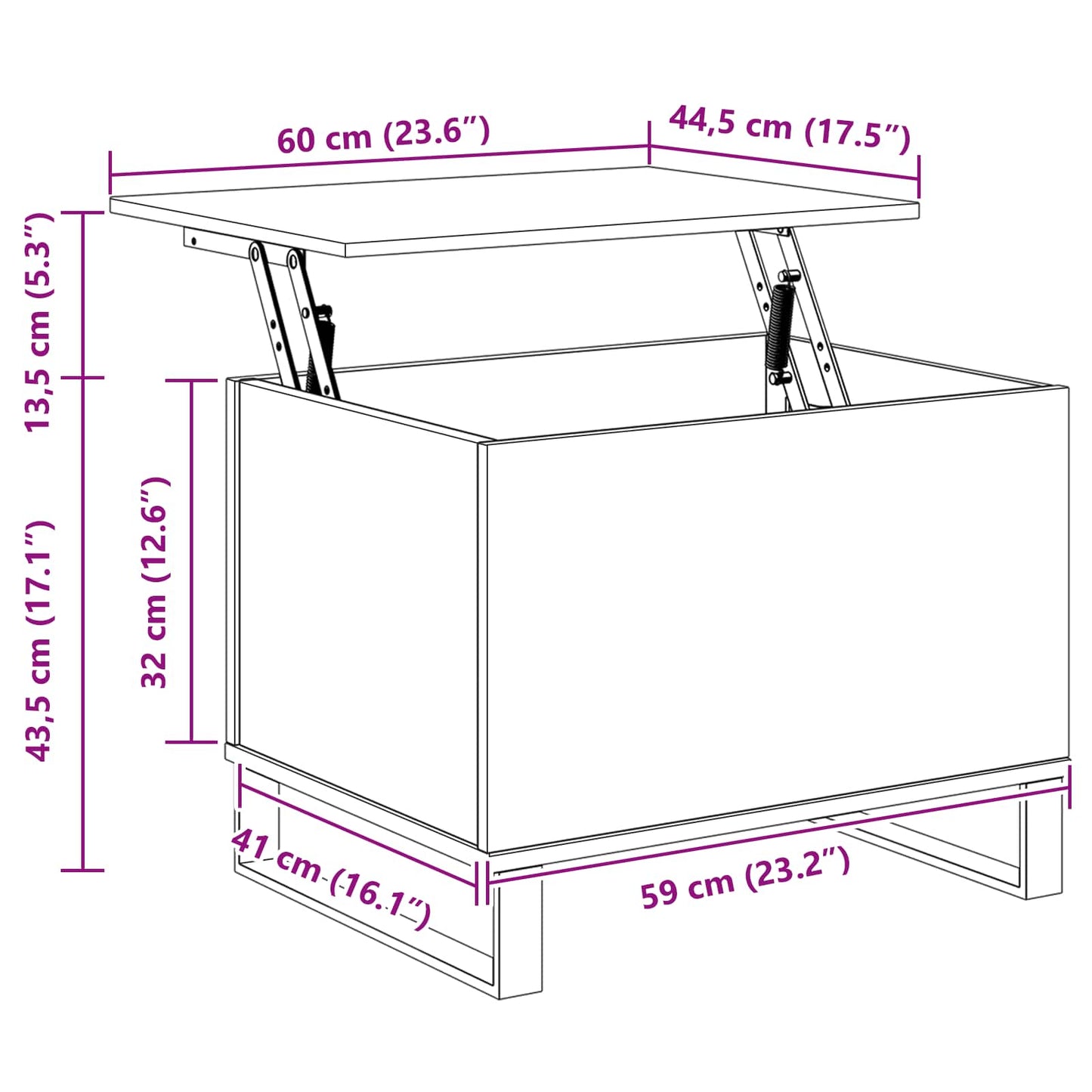 Masă de cafea Stejar Negru 60 x 44,5 x 45 cm