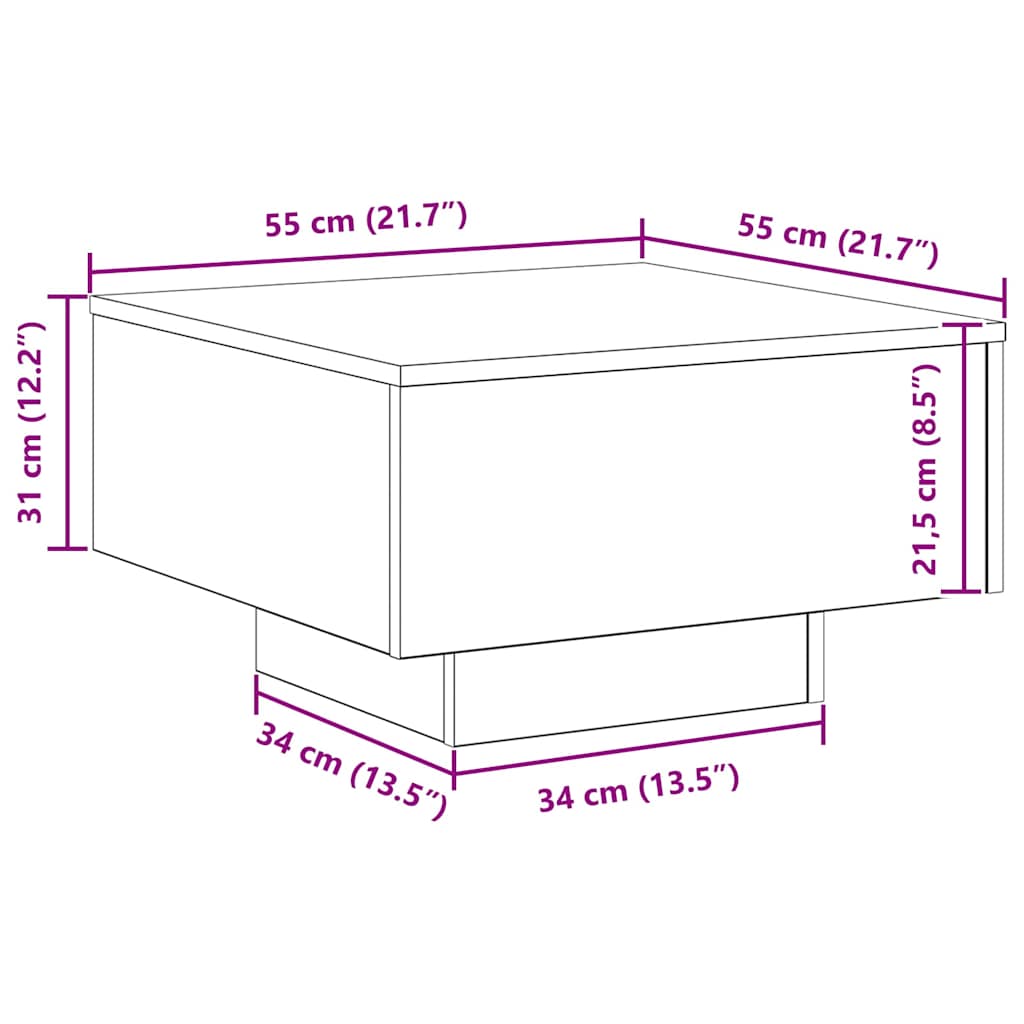Masă de cafea Stejar Artizanal 55 x 55 x 31 cm Lemn compozit