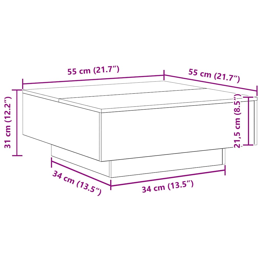 Masă de cafea Stejar Artizanal 80 x 80 x 31 cm Lemn compozit