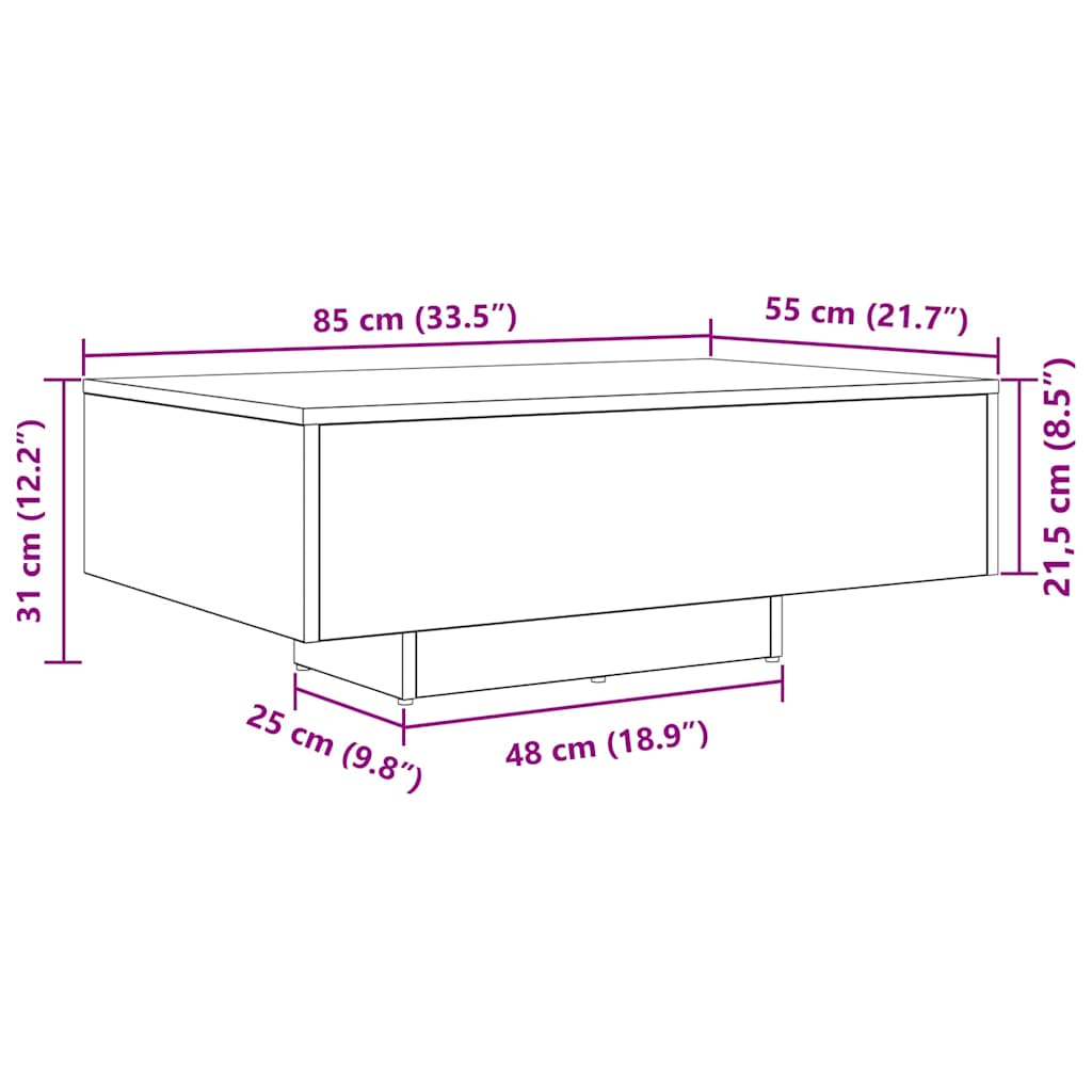 Masă de cafea Stejar Negru 85 x 55 x 31 cm Lemn compozit