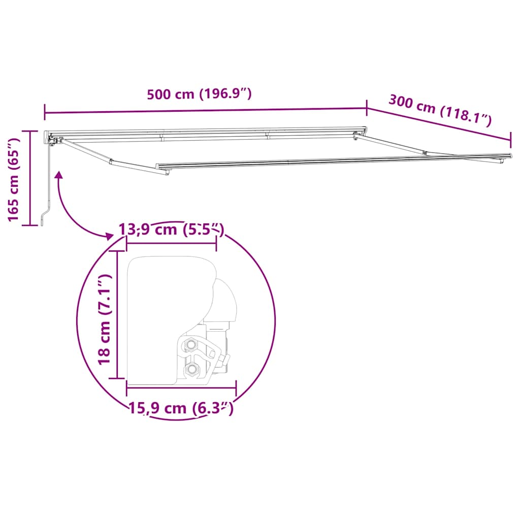 Cadru de copertină Manual Ajustabil Antracit 5 x 3 m Oțel