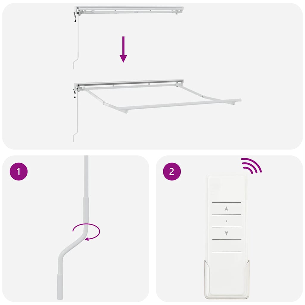 Cadru de copertină Ajustabil Alb 2,5 x 2 m Oțel