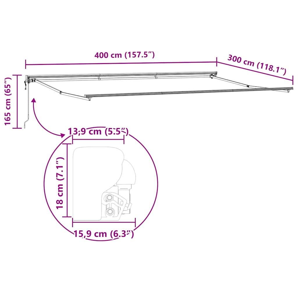 Cadru de copertină Ajustabil Antracit 4 × 3 m Oțel