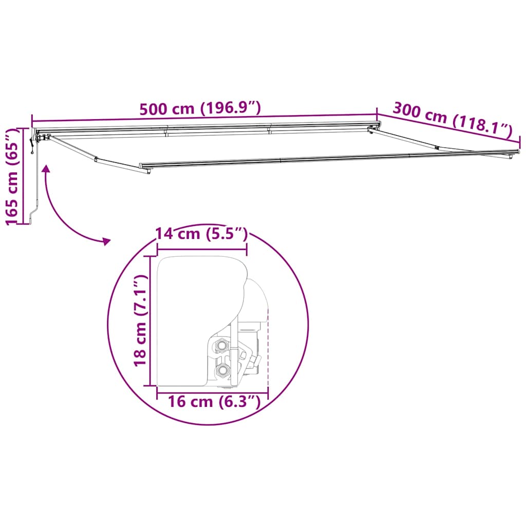 Cadru de copertină Ajustabil Antracit 5 x 3 m Oțel