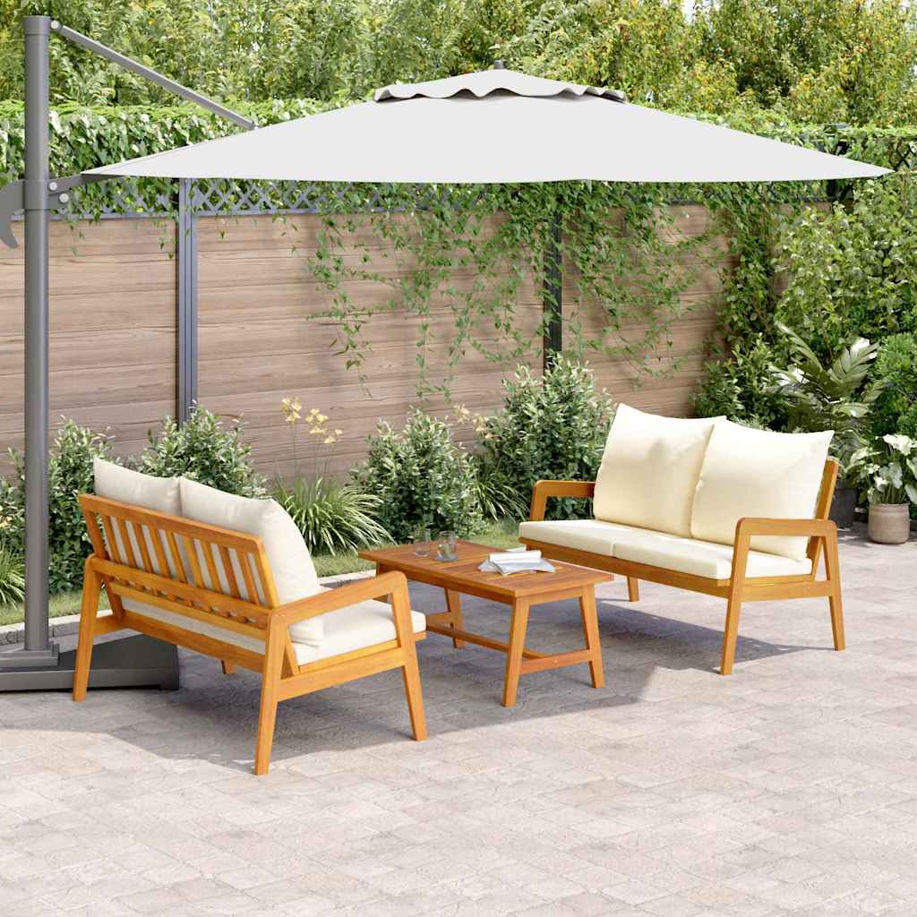 Set bistro cu pernă 3 pcs Maro Lemn Solid de Acacia